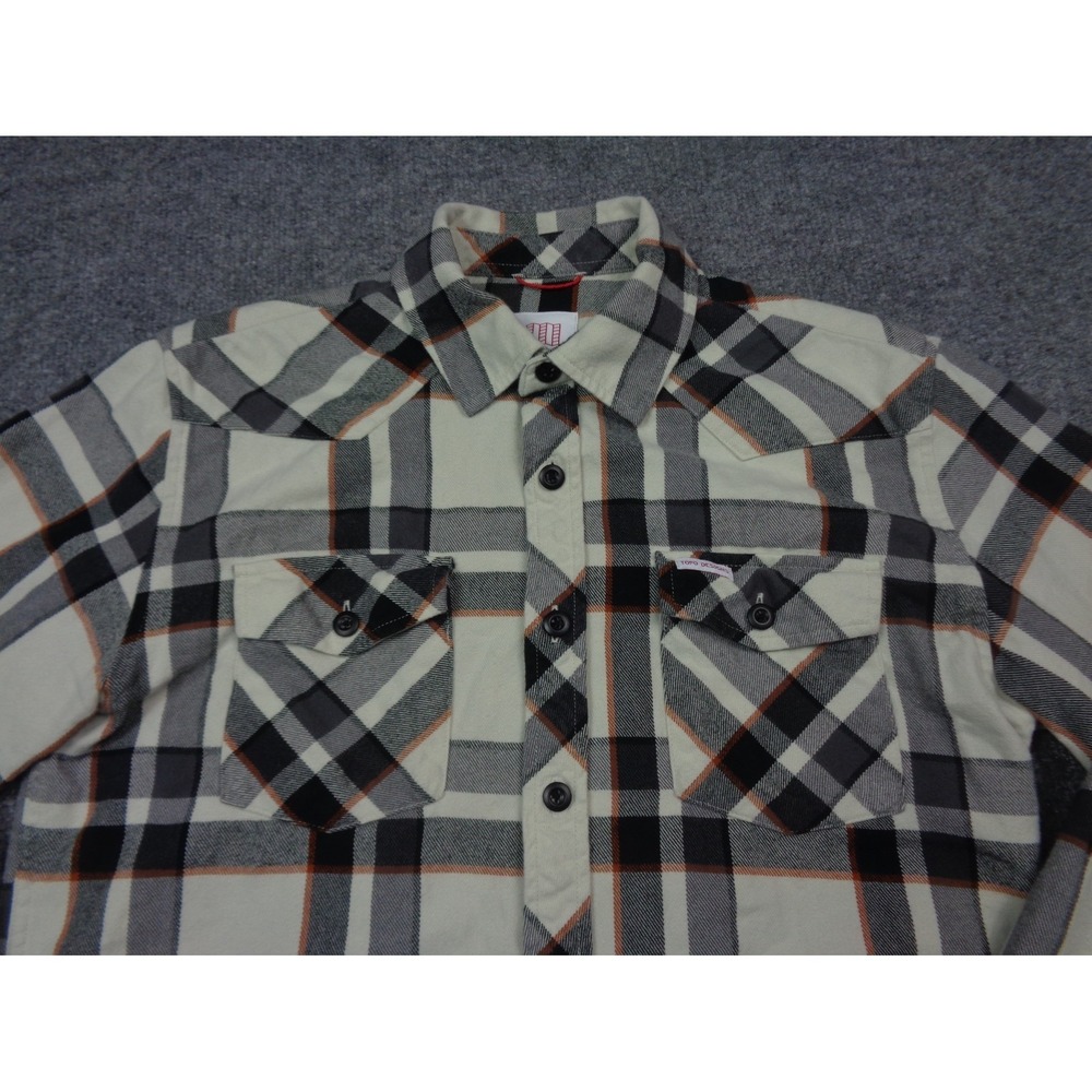 Topo‎ Designs Shirt Mens S Plaid Flannel Button Up Outdoors Hiking USA Yoke